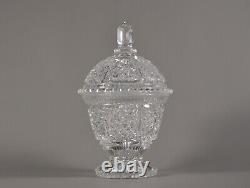 Antique Original Vintage Brilliant Crystal Cut Glass Candy Dish Bowl Lidded Jar