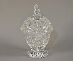 Antique Original Vintage Brilliant Crystal Cut Glass Candy Dish Bowl Lidded Jar