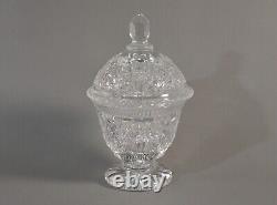 Antique Original Vintage Brilliant Crystal Cut Glass Candy Dish Bowl Lidded Jar