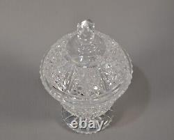 Antique Original Vintage Brilliant Crystal Cut Glass Candy Dish Bowl Lidded Jar