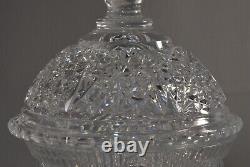 Antique Original Vintage Brilliant Crystal Cut Glass Candy Dish Bowl Lidded Jar