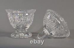 Antique Original Vintage Brilliant Crystal Cut Glass Candy Dish Bowl Lidded Jar