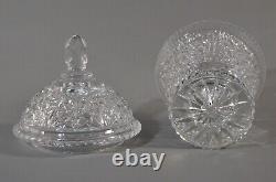 Antique Original Vintage Brilliant Crystal Cut Glass Candy Dish Bowl Lidded Jar