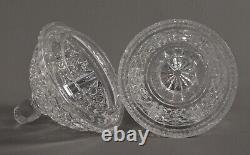 Antique Original Vintage Brilliant Crystal Cut Glass Candy Dish Bowl Lidded Jar