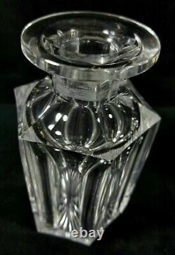 Antique Pair Matching Cut Crystal Decanters Sm Hvy 6Sided Polished 7.2x2.7 VGOOD