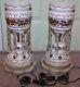 Antique Pair Of Moser Hand Painted Cut Crystal Luster Lamps