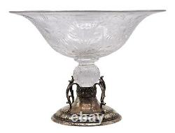 Antique REED & BARTON Sterling Silver / Cut Crystal Glass 10 Centerpiece Bowl