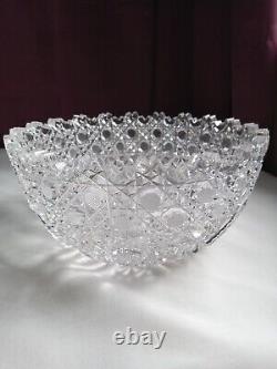 Antique RUSSIAN DEEP Cut, Cut Crystal Glass Bowl C 1900 H 3.5 D 8 ABP Gorgeous