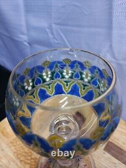 Antique Rare Davis Collamore & Co NY Enameled Cut Crystal Goblet With Inscription