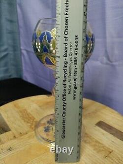Antique Rare Davis Collamore & Co NY Enameled Cut Crystal Goblet With Inscription