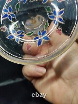 Antique Rare Davis Collamore & Co NY Enameled Cut Crystal Goblet With Inscription