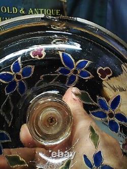 Antique Rare Davis Collamore & Co NY Enameled Cut Crystal Goblet With Inscription