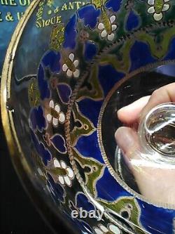 Antique Rare Davis Collamore & Co NY Enameled Cut Crystal Goblet With Inscription