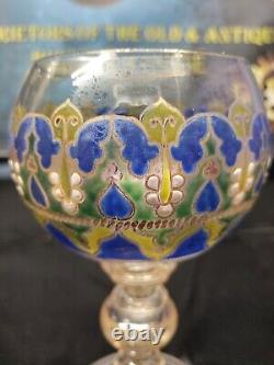 Antique Rare Davis Collamore & Co NY Enameled Cut Crystal Goblet With Inscription