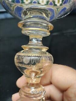 Antique Rare Davis Collamore & Co NY Enameled Cut Crystal Goblet With Inscription