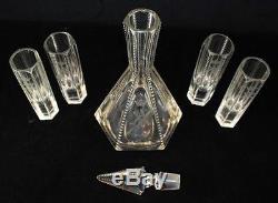 Antique Russian Imperial Cut Crystal Decanter & Matching Set of 4 Tumblers