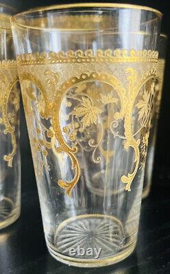 Antique Saint Louis Raised Gold Gilded Floral Cut Tumbler4 AVAILABLE