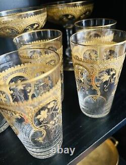 Antique Saint Louis Raised Gold Gilded Floral Cut Tumbler4 AVAILABLE