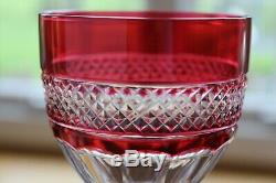 Antique Set 4 St Louis Trianon Cranberry Cut to Clear Crystal Water Goblets