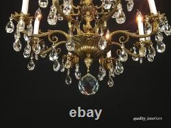 Antique Shimmering Sumptuous Stately Brass Cut Lead Glass Crystal Chandelier Antique Shimmering Sumptuous Stately Brass Cut Lead Glass Crystal Chandelier