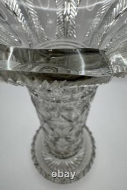 Antique Signed Libbey Cut Glass Vase 12 American Brilliant Period Crystal 1910