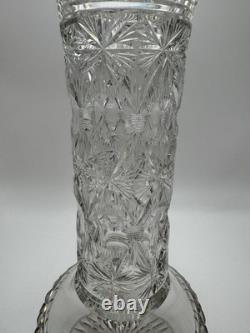 Antique Signed Libbey Cut Glass Vase 12 American Brilliant Period Crystal 1910