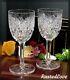 Antique St Louis Florence Cut Crystal Burgandy Wine Glasses Hand Blown Set 2