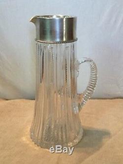 Antique Sterling Silver 560 Fine Cut Glass CRYSTAL PITCHER