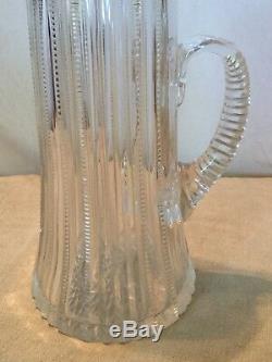 Antique Sterling Silver 560 Fine Cut Glass CRYSTAL PITCHER