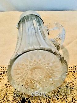 Antique Sterling Silver 560 Fine Cut Glass CRYSTAL PITCHER