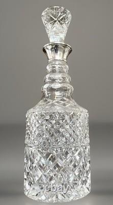 Antique Sterling Silver Cut Crystal Glass Decanter English London Mark Superb