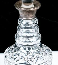 Antique Sterling Silver Cut Crystal Glass Decanter English London Mark Superb