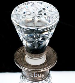 Antique Sterling Silver Cut Crystal Glass Decanter English London Mark Superb