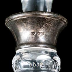 Antique Sterling Silver Cut Crystal Glass Decanter English London Mark Superb