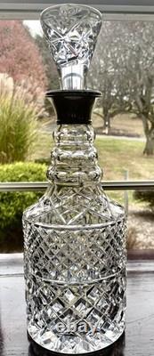 Antique Sterling Silver Cut Crystal Glass Decanter English London Mark Superb