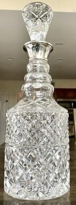 Antique Sterling Silver Cut Crystal Glass Decanter English London Mark Superb