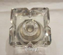 Antique Sterling Silver and Cut Crystal Glass Inkwell Wilcox Silver