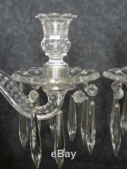 Antique Sterling Silver and Cut Glass Crystal Candelabra Pair Hawkes