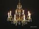 Antique Stunning Shimmering Stately Brass Cut Lead Glass Crystal Chandelier