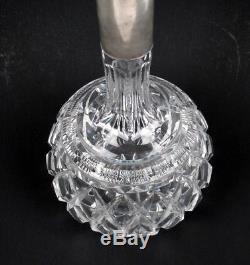 Antique Theodore Muller Cut Crystal & 800 Silver Decanter Bottle Weimar Germany