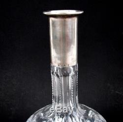 Antique Theodore Muller Cut Crystal & 800 Silver Decanter Bottle Weimar Germany