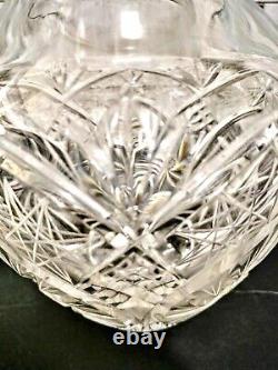 Antique Victorian American Brilliant Cut Crystal Etched Glass Vase Centerpiece