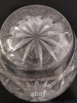 Antique Victorian American Brilliant Cut Crystal Etched Glass Vase Centerpiece