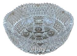 Antique Victorian American Brilliant Glass ABP Cut Crystal Hobstar 8 Bowl Dish