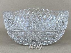 Antique Victorian American Brilliant Glass ABP Cut Crystal Hobstar 8 Bowl Dish