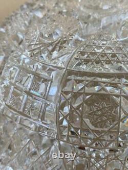 Antique Victorian American Brilliant Glass ABP Cut Crystal Hobstar 8 Bowl Dish