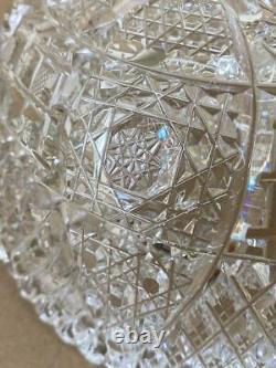 Antique Victorian American Brilliant Glass ABP Cut Crystal Hobstar 8 Bowl Dish