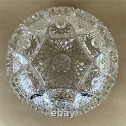 Antique Victorian American Brilliant Glass ABP Cut Crystal Hobstar 8 Bowl Dish