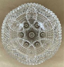 Antique Victorian American Brilliant Glass ABP Cut Crystal Hobstar 8 Bowl Dish