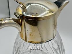 Antique Victorian German Silver Plated Cut Crystal Glass Lemonade Pitcher 10